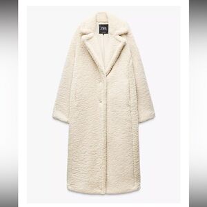 ZARA LONG FAUX SHEARLING COAT